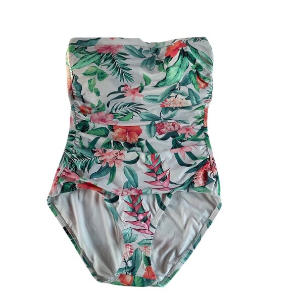 NWT Tommy Bahama Womens Tropical Floral Bandeau One-Piece Swimsuit Size 12 NEW - Picture 1 of 10